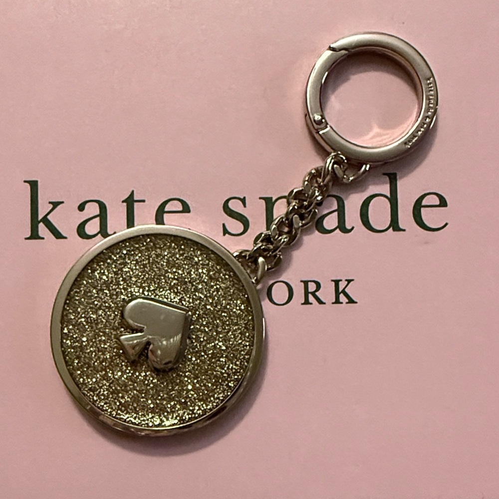 kate spade gold glitter spade keychain key & card holder - Picture 5 of 7